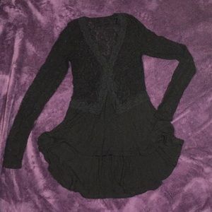 Goth Stretch Lace Top with Soft Flutter Bottom XS